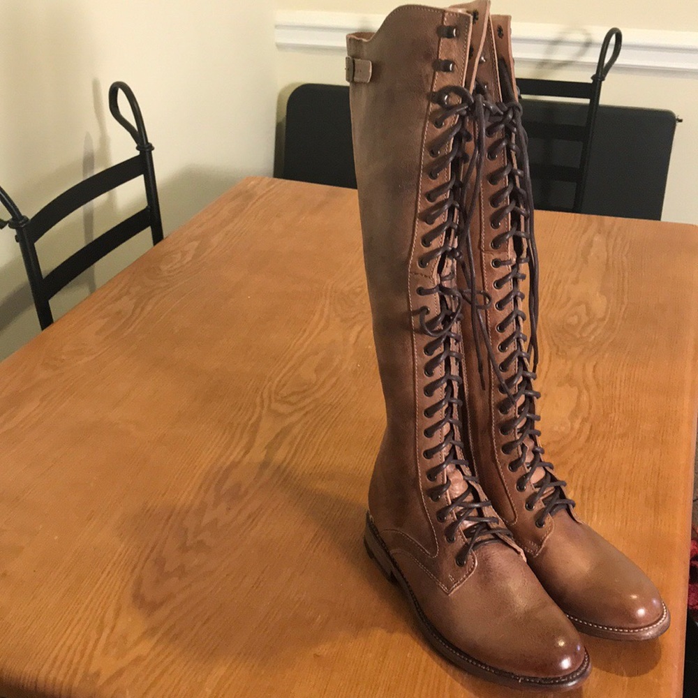 Bed Stu Della tan rustic knee high boots
